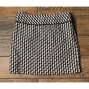 LOFT Women's Size 6 Black White Houndstooth Textured Mini Skirt Lined NWT